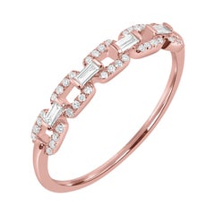  18K Rose Gold Pave Diamond Link Band Ring