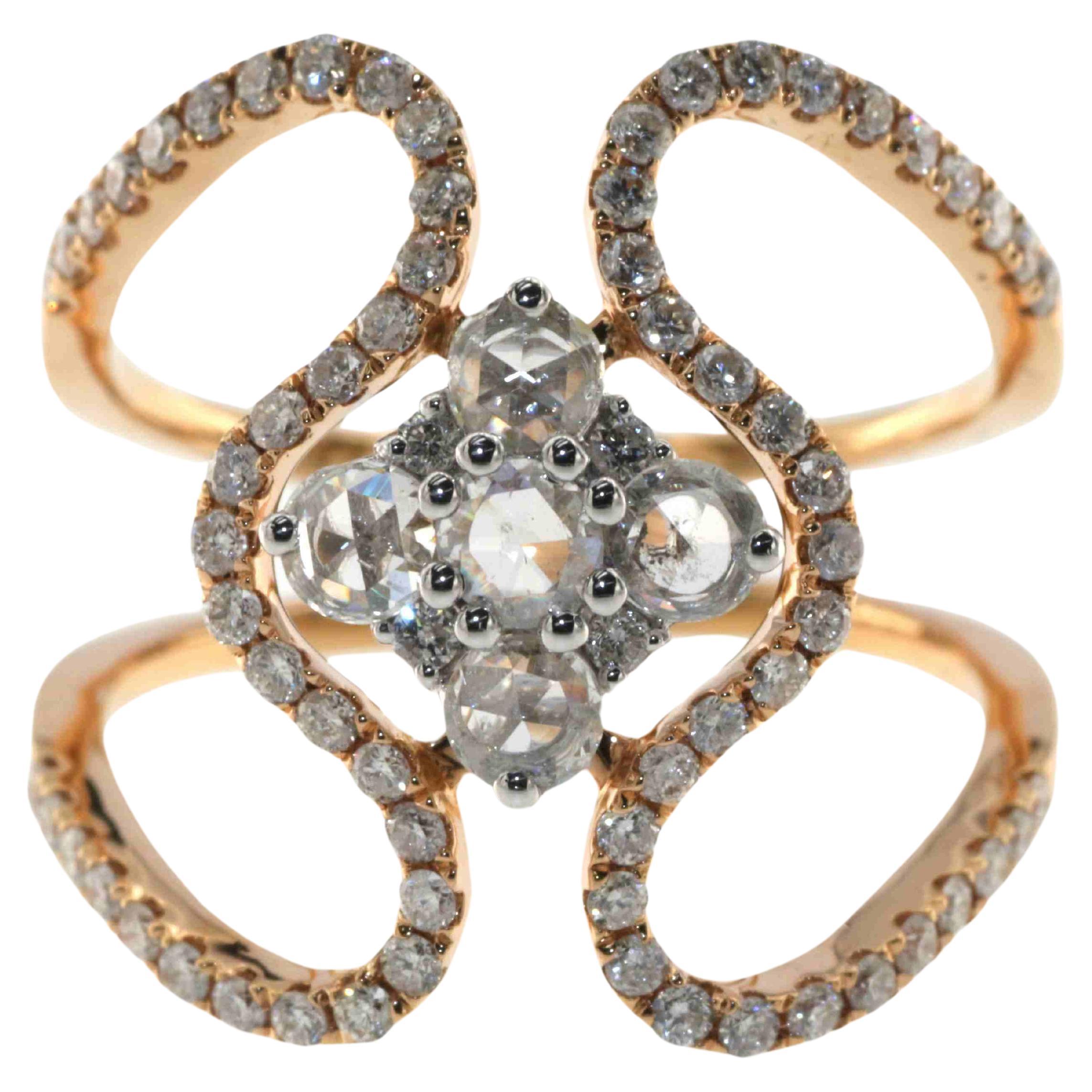 Diamond Ring in 18K Rose Gold For Sale