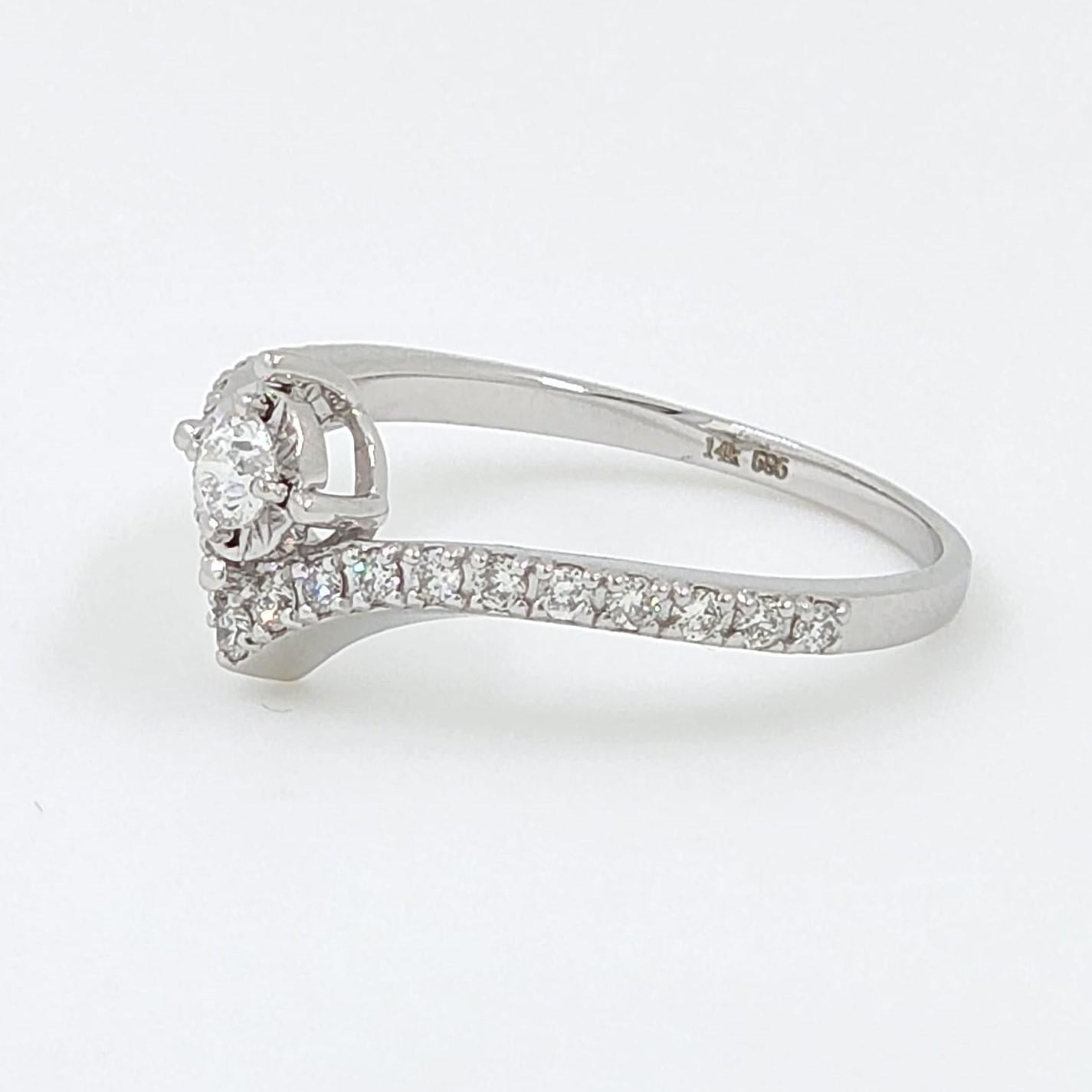 Modernist Diamond Ring in 18K White Gold For Sale