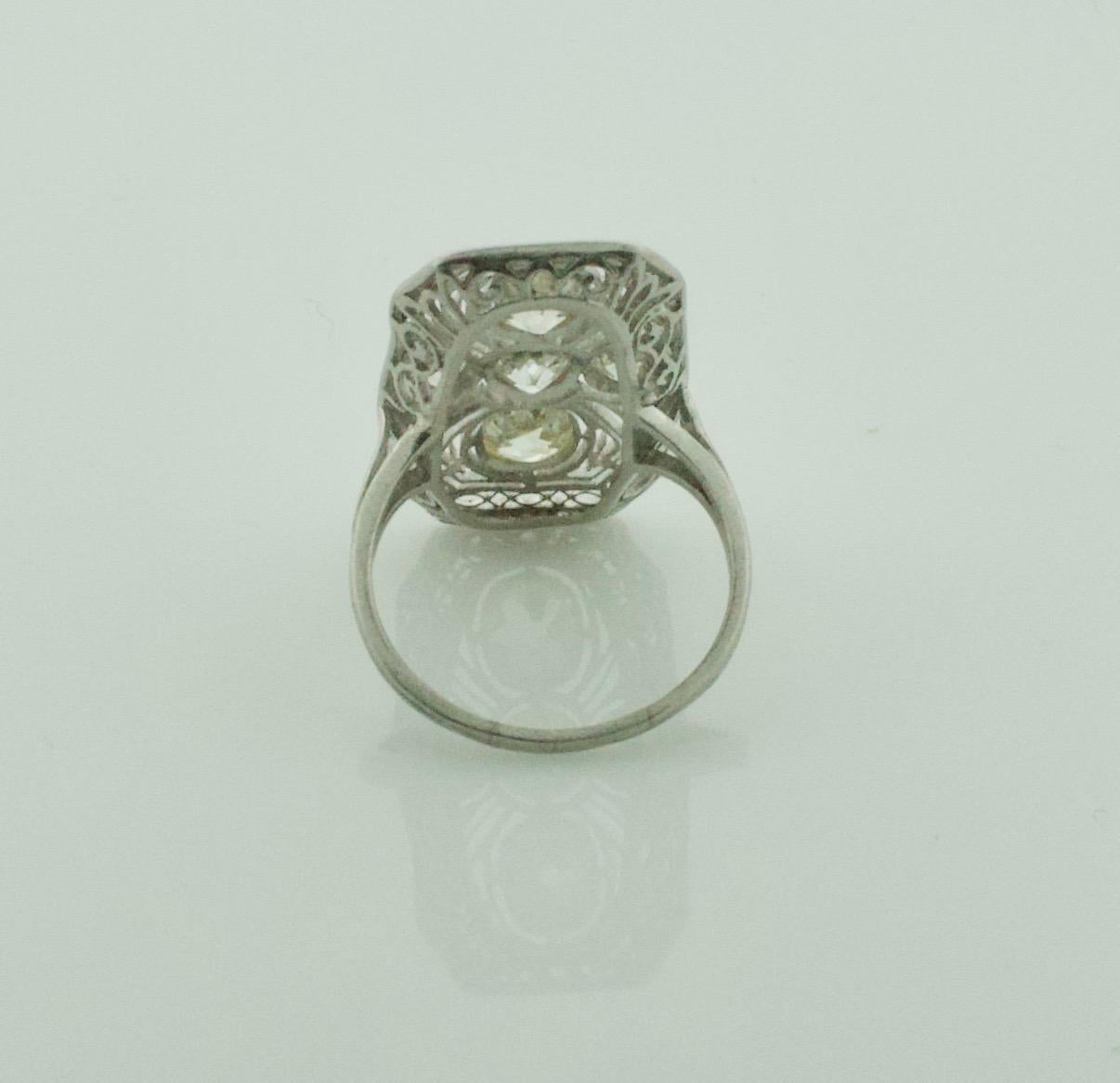 Old Mine Cut Diamond Ring in Platinum, circa 1920s For Sale
