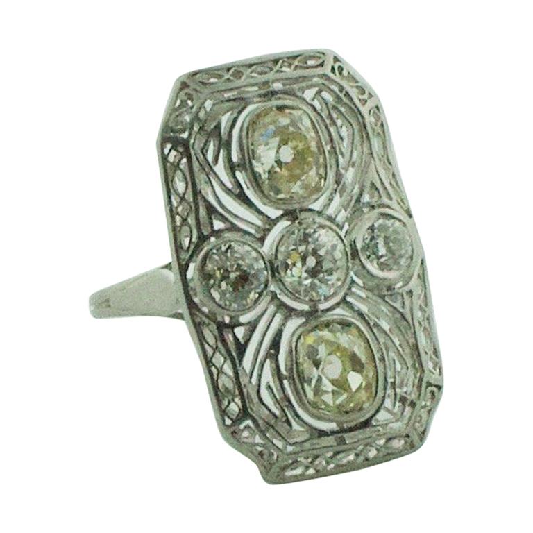 Diamond Ring in Platinum, circa 1920s For Sale