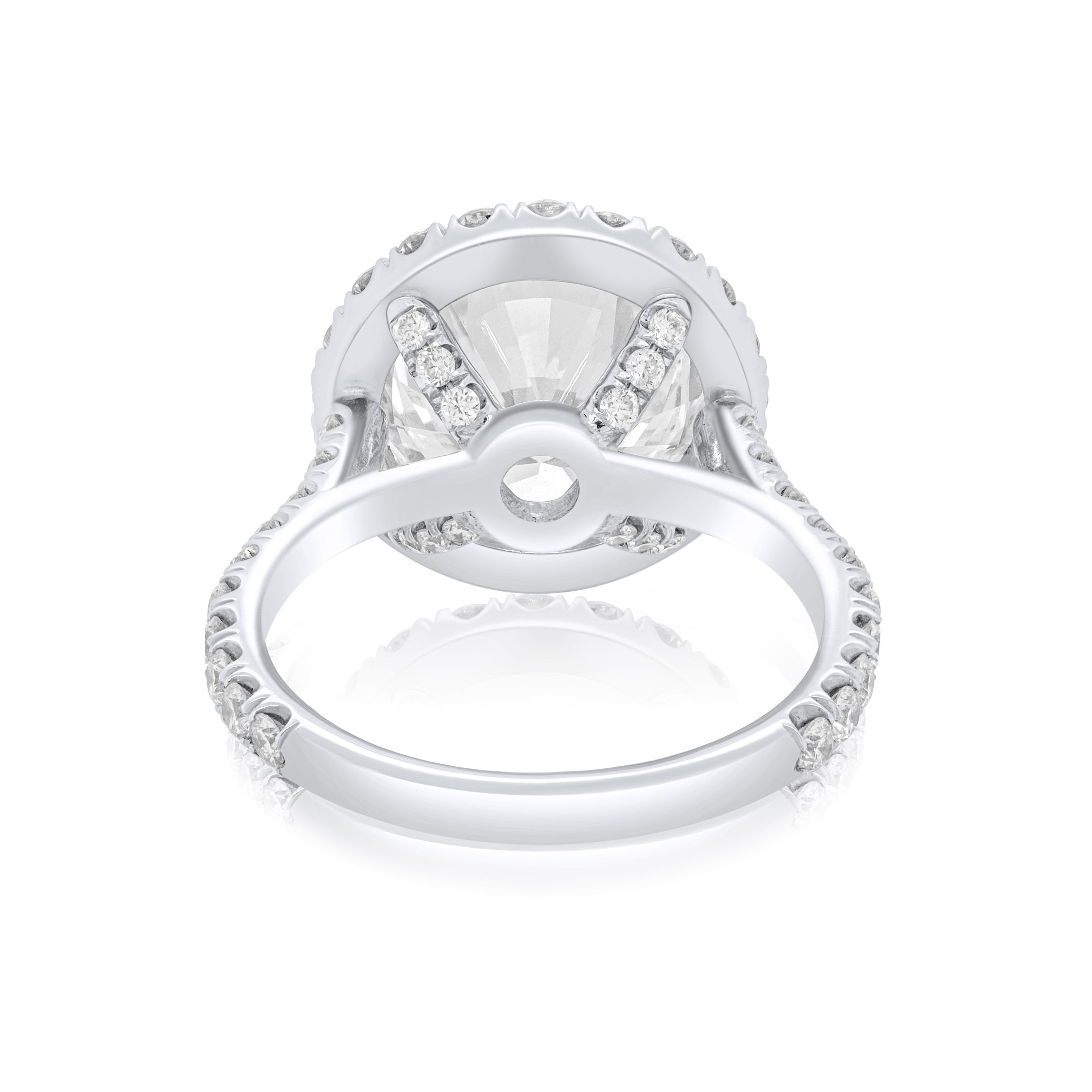 4.54 Carat Diamond Ring in Platinum Setting with Micropave Diamonds In New Condition For Sale In New York, NY