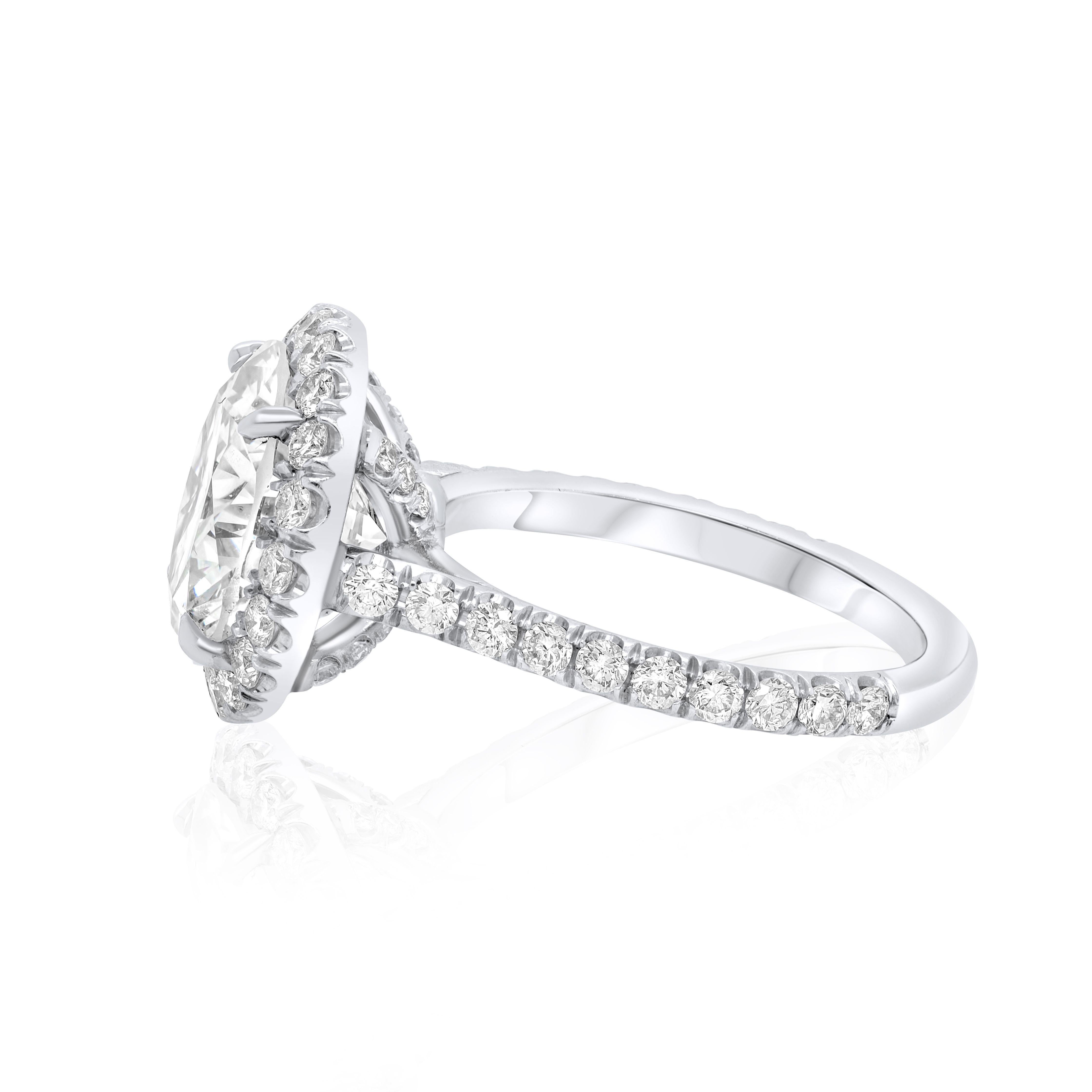 Women's 4.54 Carat Diamond Ring in Platinum Setting with Micropave Diamonds For Sale