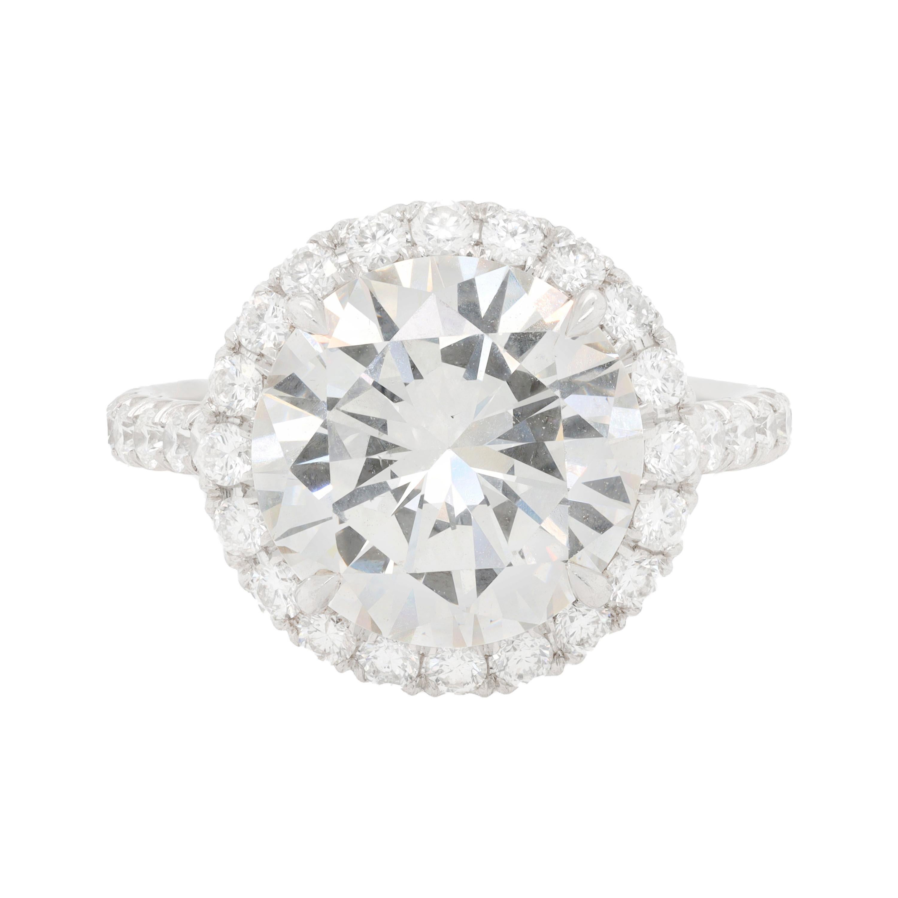 4.54 Carat Diamond Ring in Platinum Setting with Micropave Diamonds