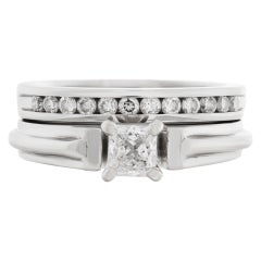 Diamond Ring in Platinum with Semi Eternity Band