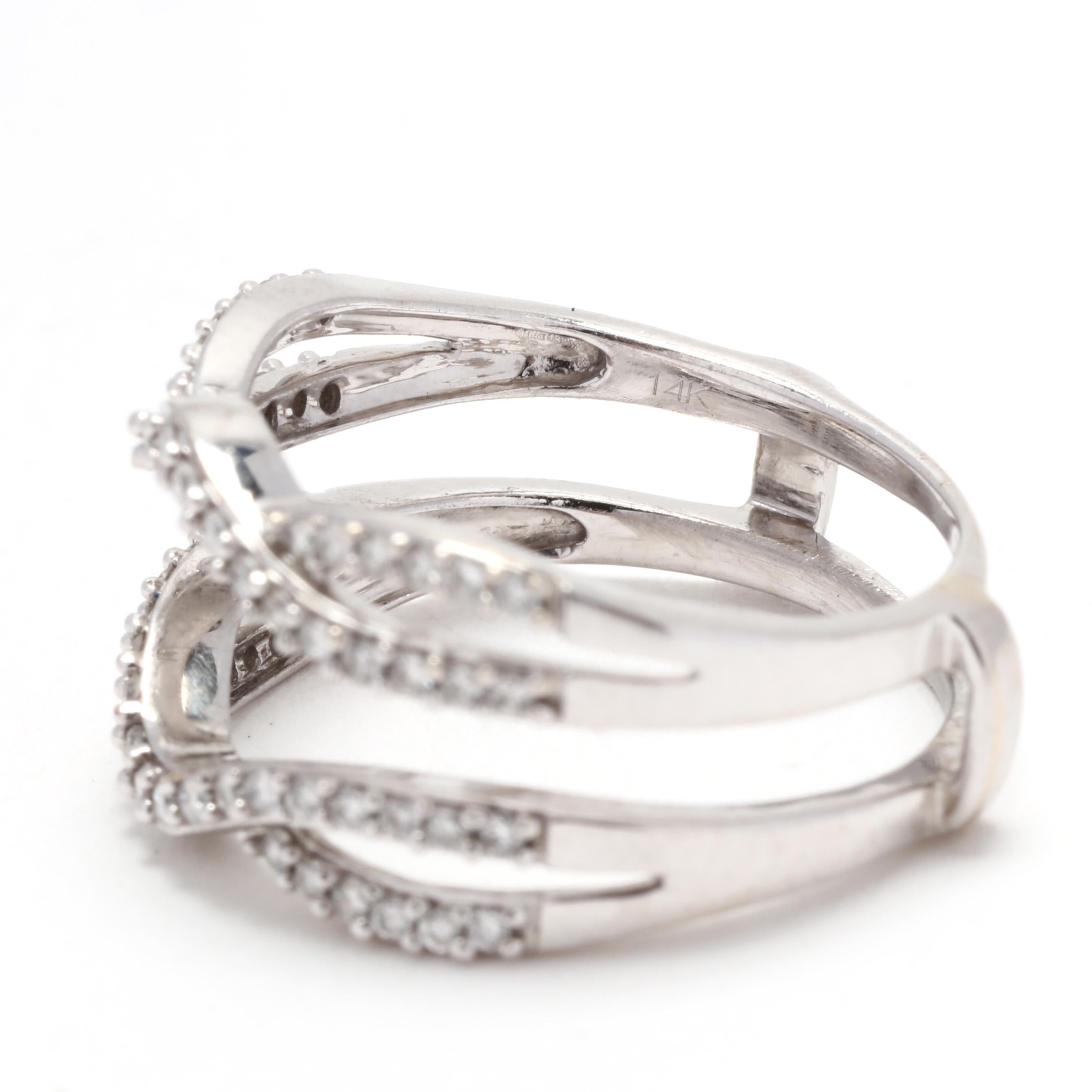 Brilliant Cut Diamond Ring Jacket, 14K White Gold, Ring Diamond Enhancer Wrap