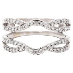Anello con diamante, oro bianco 14 carati, anello con diamante, anello di rinforzo