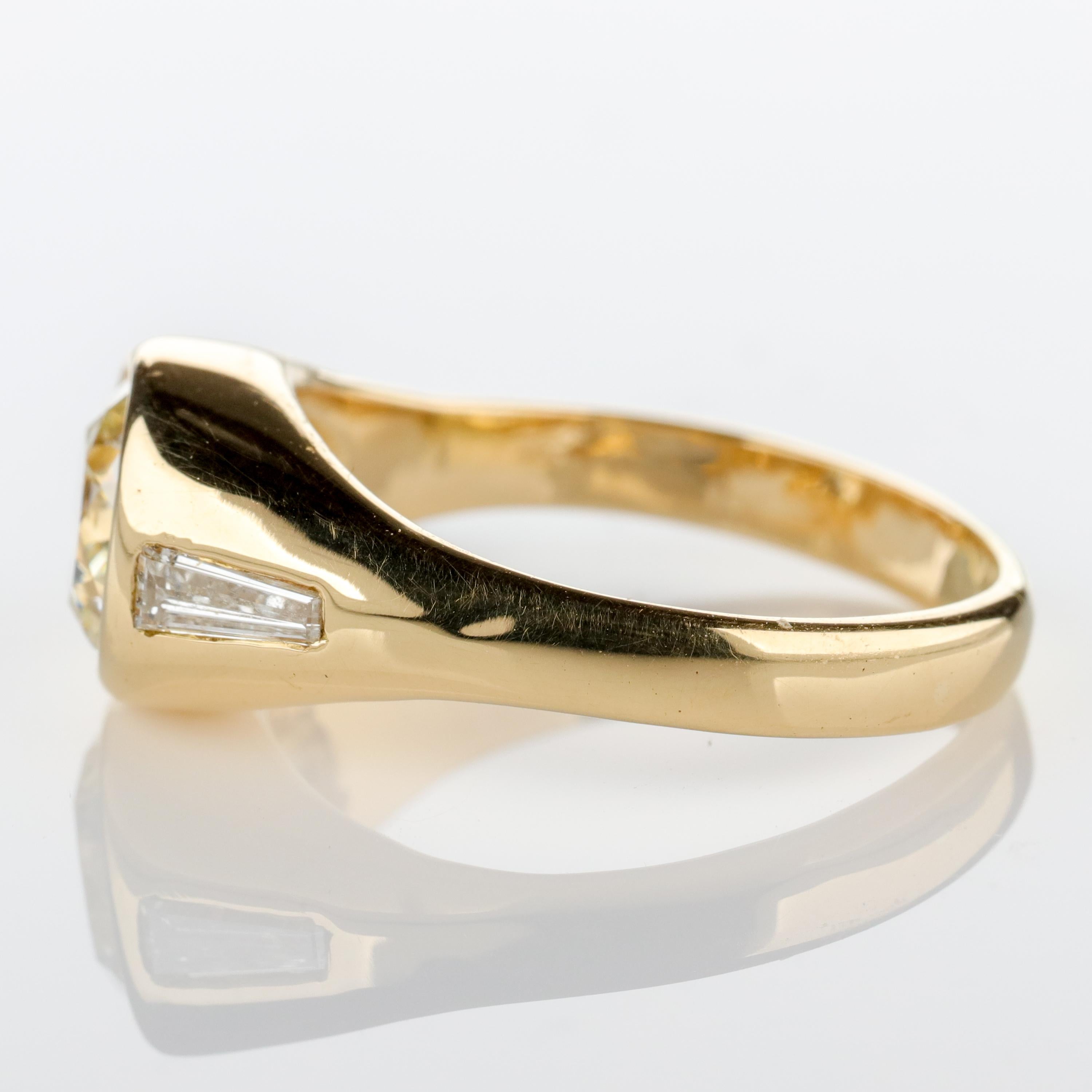 Diamantring Herren 2 Karat Europäischer Schliff Midcentury Schlank, kraftvoll 2