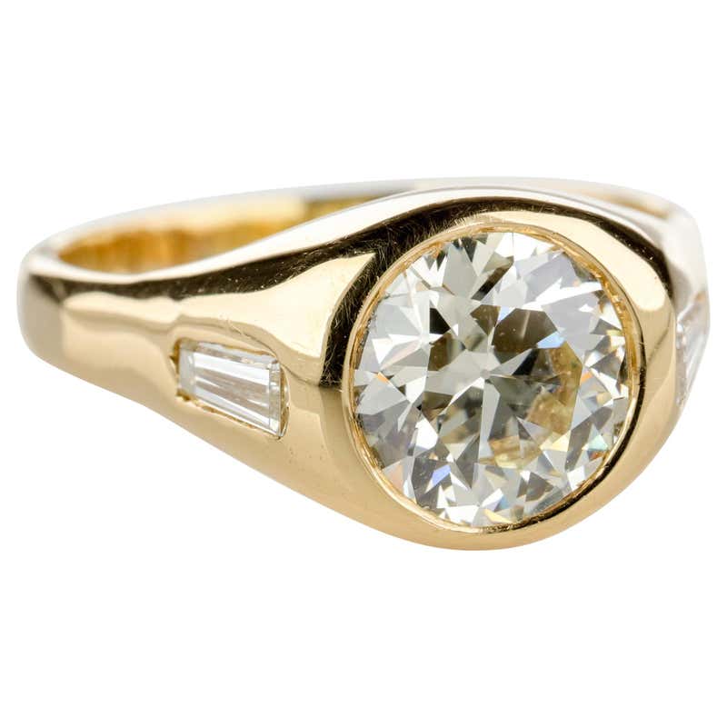 1950s European Diamond Men’s Platinum Gypsy Ring at 1stdibs