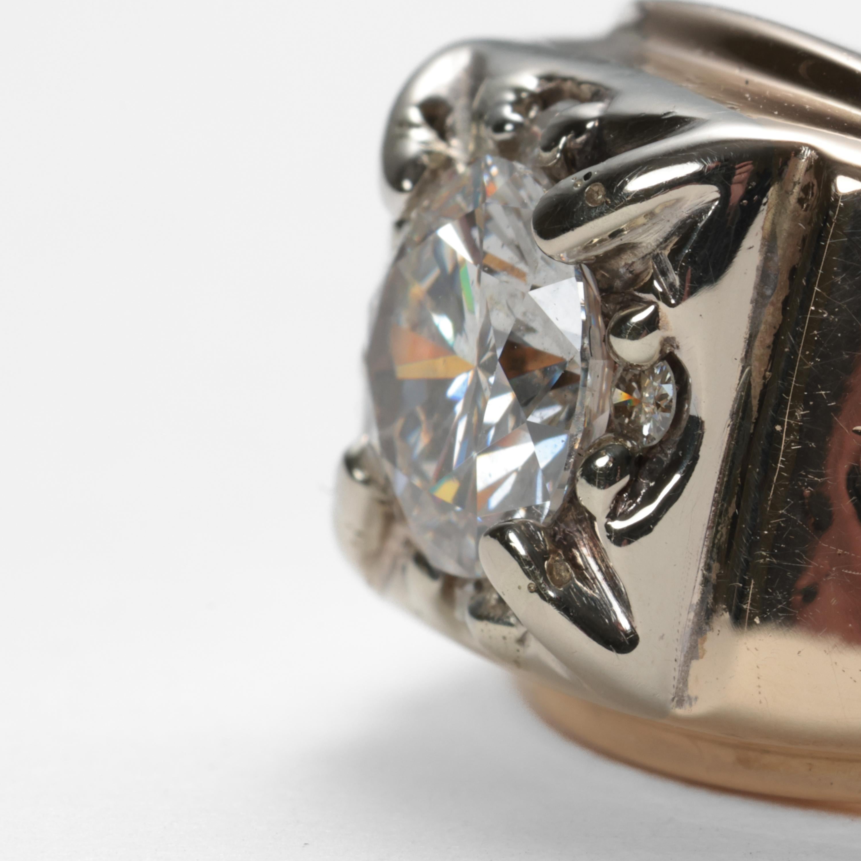 Moderne Bague en diamant, Homme Midcentury Classic 1,22 carats en vente