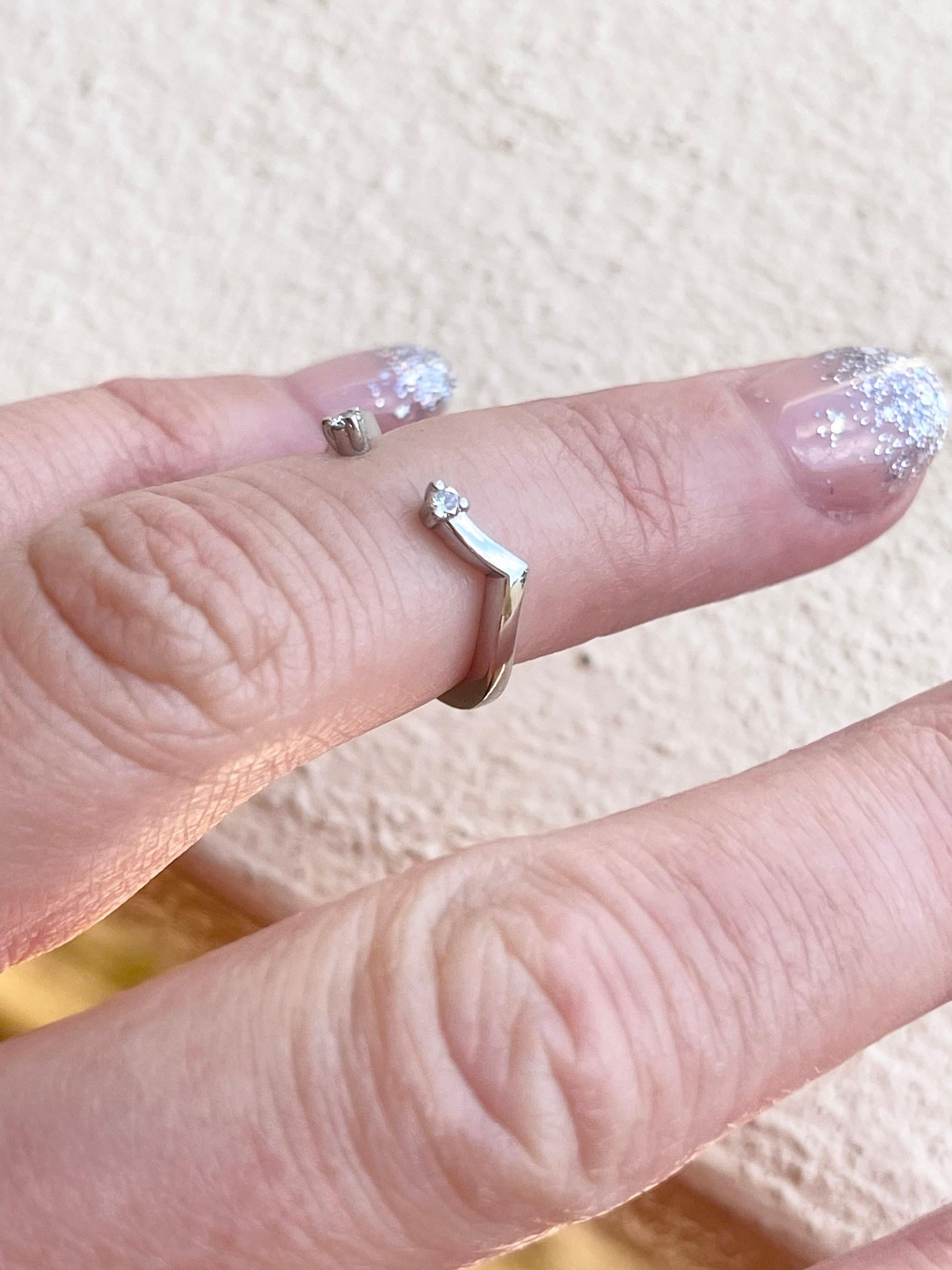 Diamond ring NEGATIVE SPACE open diamond ring wedding band promise thumb ring For Sale 2