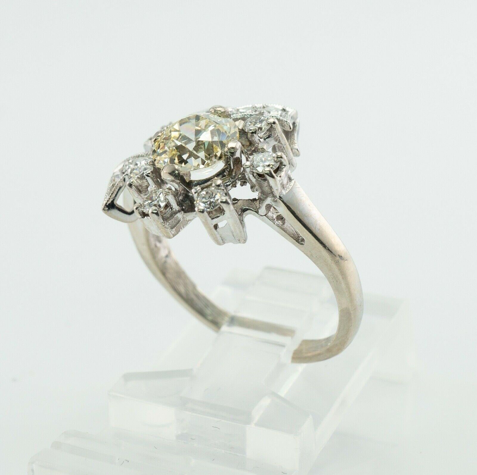 Bague diamant vieille Europe 1,50 cts centre or blanc 14K 1,92 TDW en vente 5