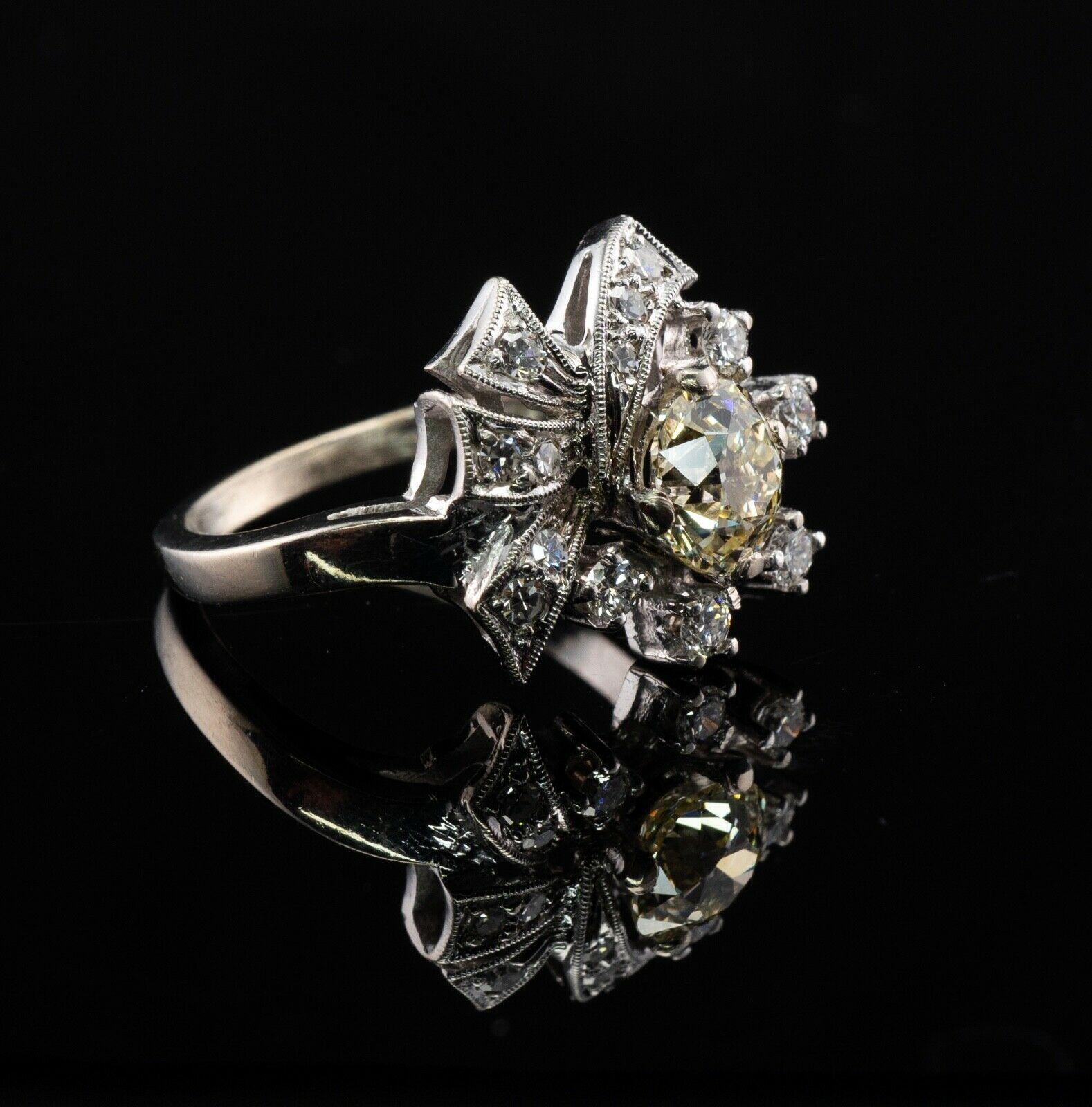 Bague diamant vieille Europe 1,50 cts centre or blanc 14K 1,92 TDW en vente 6
