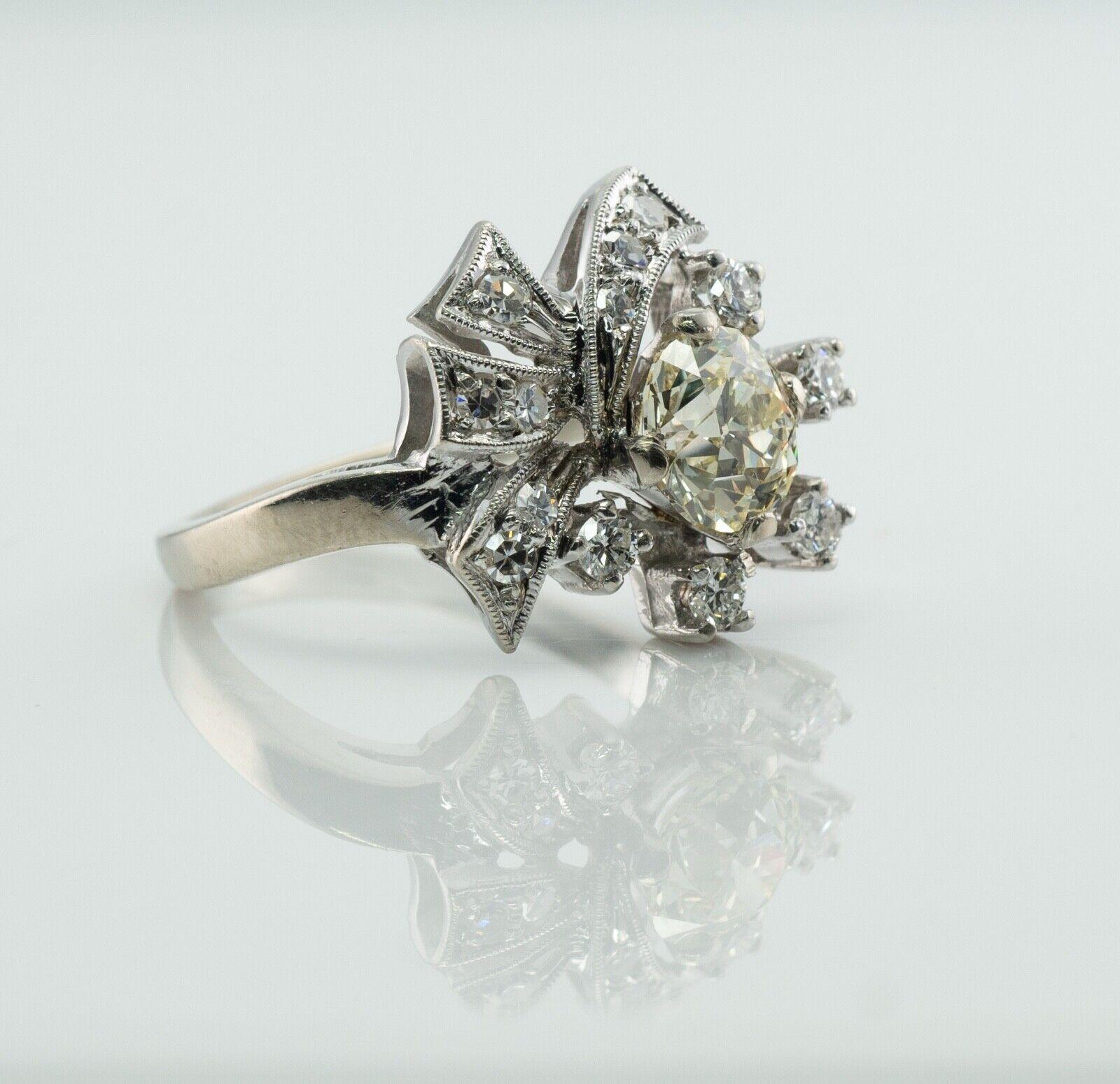Taille vieille Europe Bague diamant vieille Europe 1,50 cts centre or blanc 14K 1,92 TDW en vente