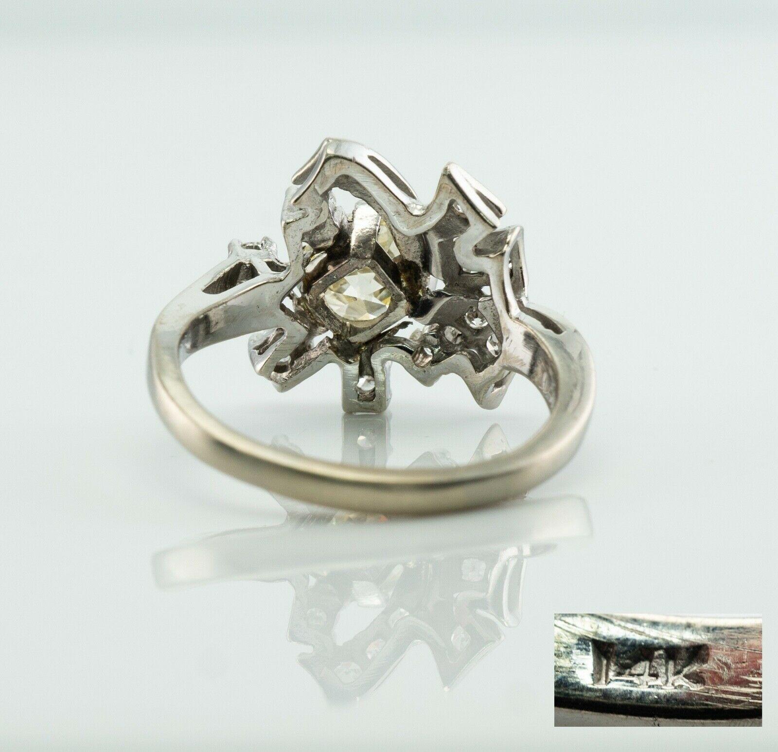 Bague diamant vieille Europe 1,50 cts centre or blanc 14K 1,92 TDW Pour femmes en vente