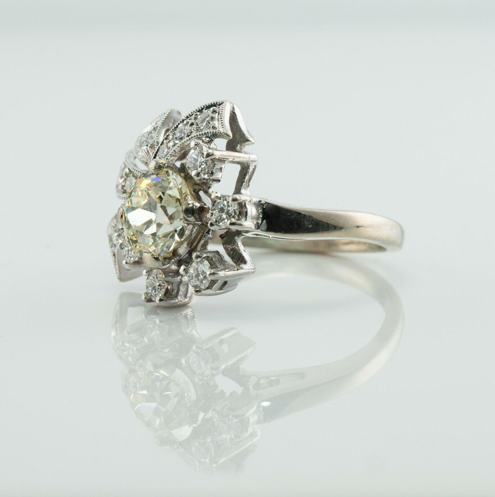Bague diamant vieille Europe 1,50 cts centre or blanc 14K 1,92 TDW en vente 2