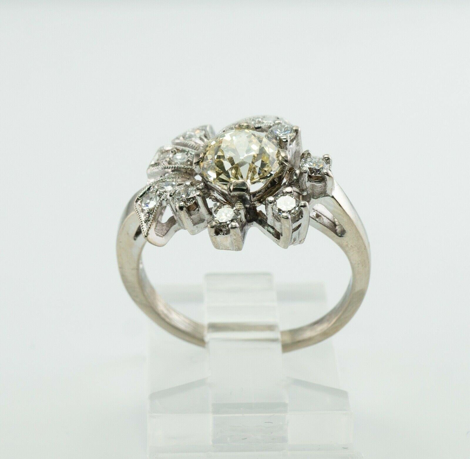 Bague diamant vieille Europe 1,50 cts centre or blanc 14K 1,92 TDW en vente 3