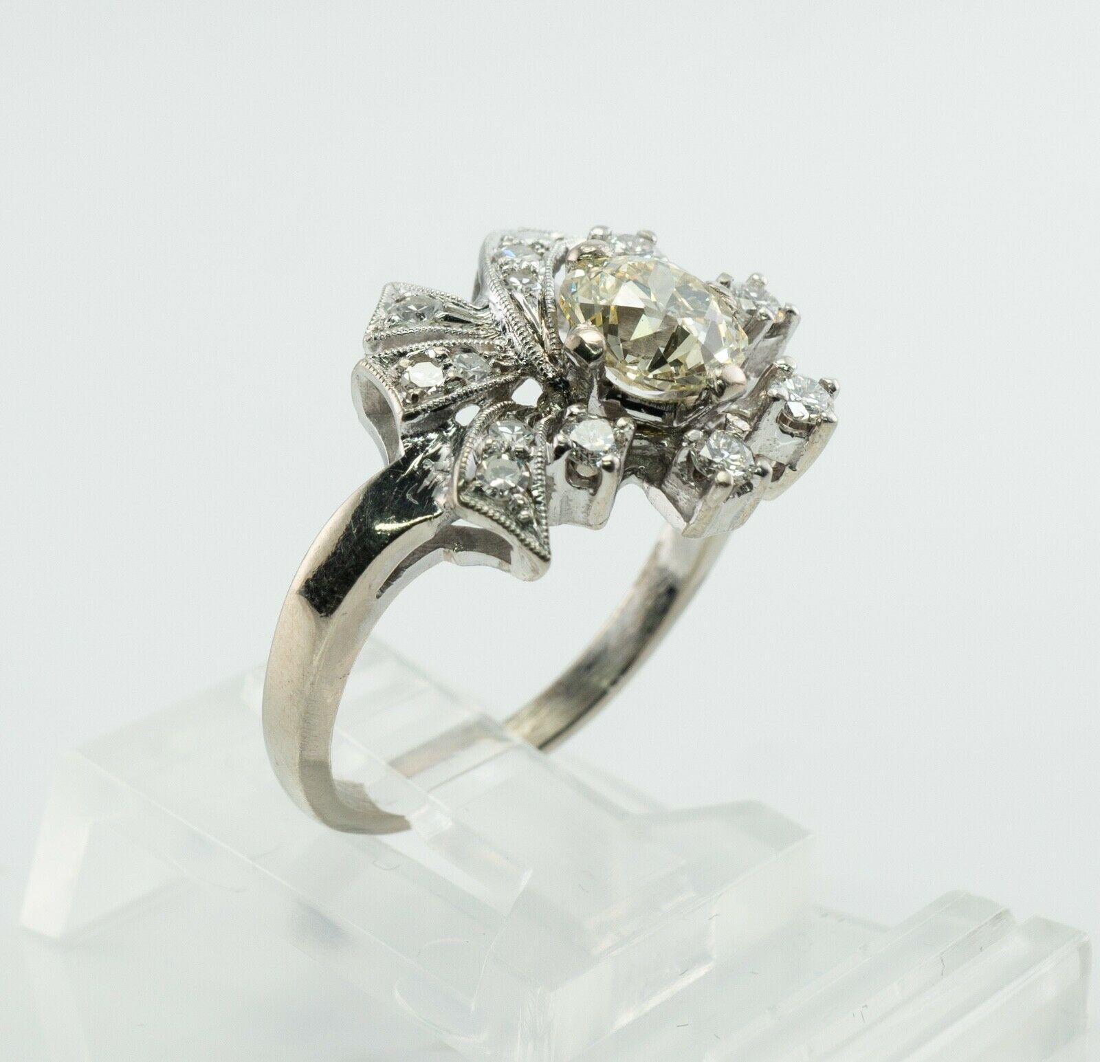 Bague diamant vieille Europe 1,50 cts centre or blanc 14K 1,92 TDW en vente 4