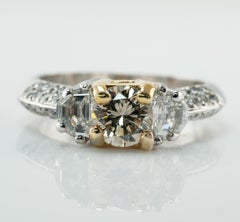 Natural Diamond Ring Round Half Moon Engagement Wedding Platinum Band 1.68 TDW