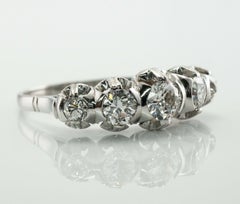 Diamond Ring Platinum Band Vintage Estate 1.40 TDW Old Mine