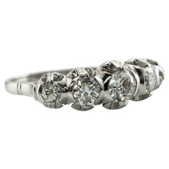 Diamond Ring Platinum Band Vintage Estate 1.40 TDW Old Mine