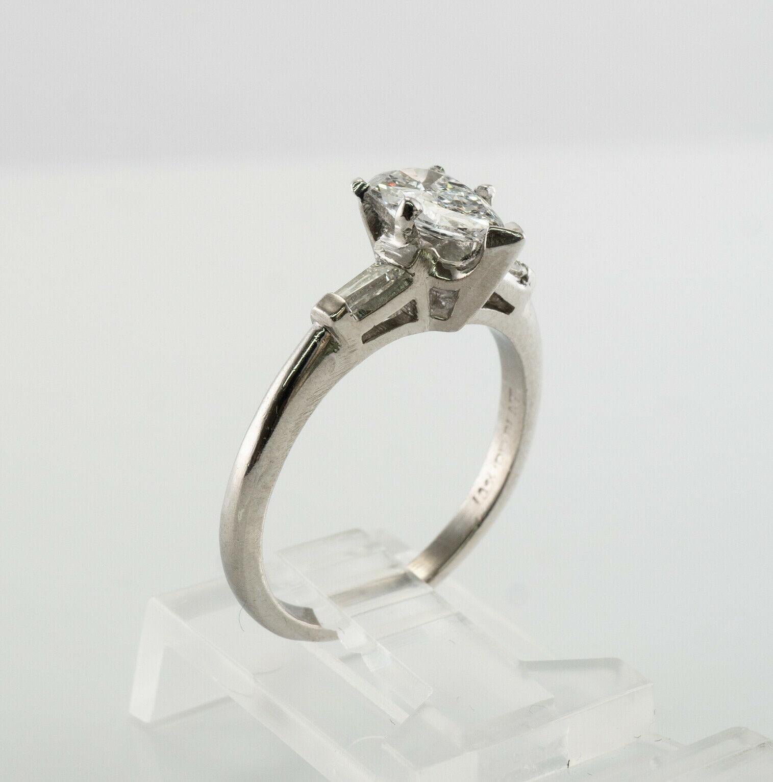 Diamond Ring Platinum Pear cut .90 TDW Engagement 5