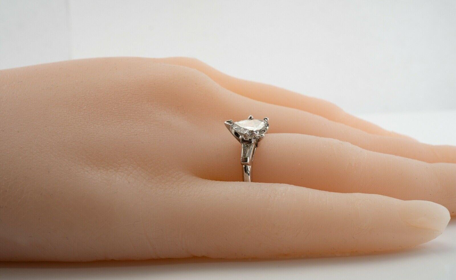 Diamond Ring Platinum Pear cut .90 TDW Engagement 7