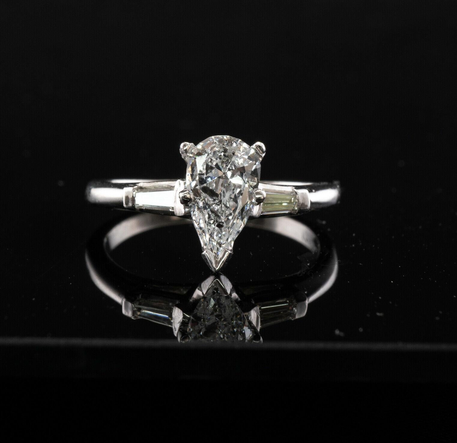 Pear Cut Diamond Ring Platinum Pear cut .90 TDW Engagement