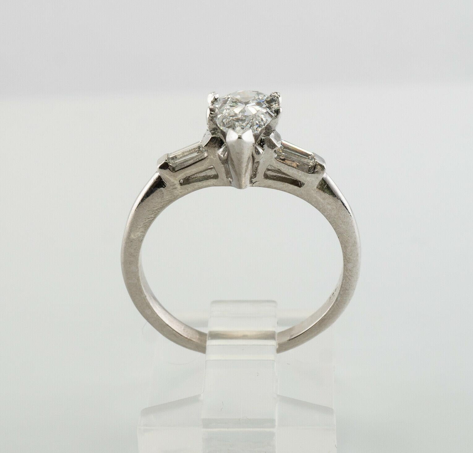 Diamond Ring Platinum Pear cut .90 TDW Engagement 4