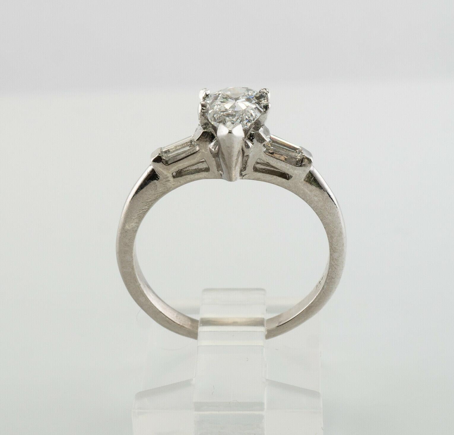 Diamond Ring Platinum Pear cut 1.24 TDW For Sale 4