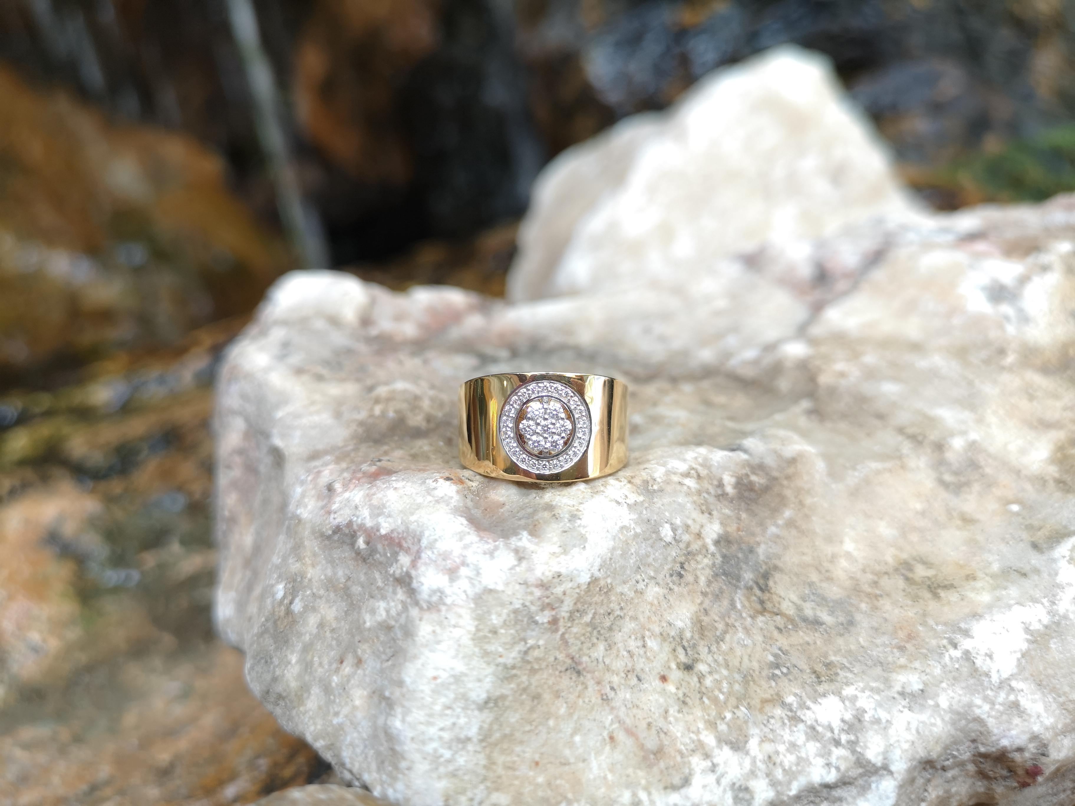 Contemporaneo Anello con diamanti incastonati in oro 18 carati in vendita
