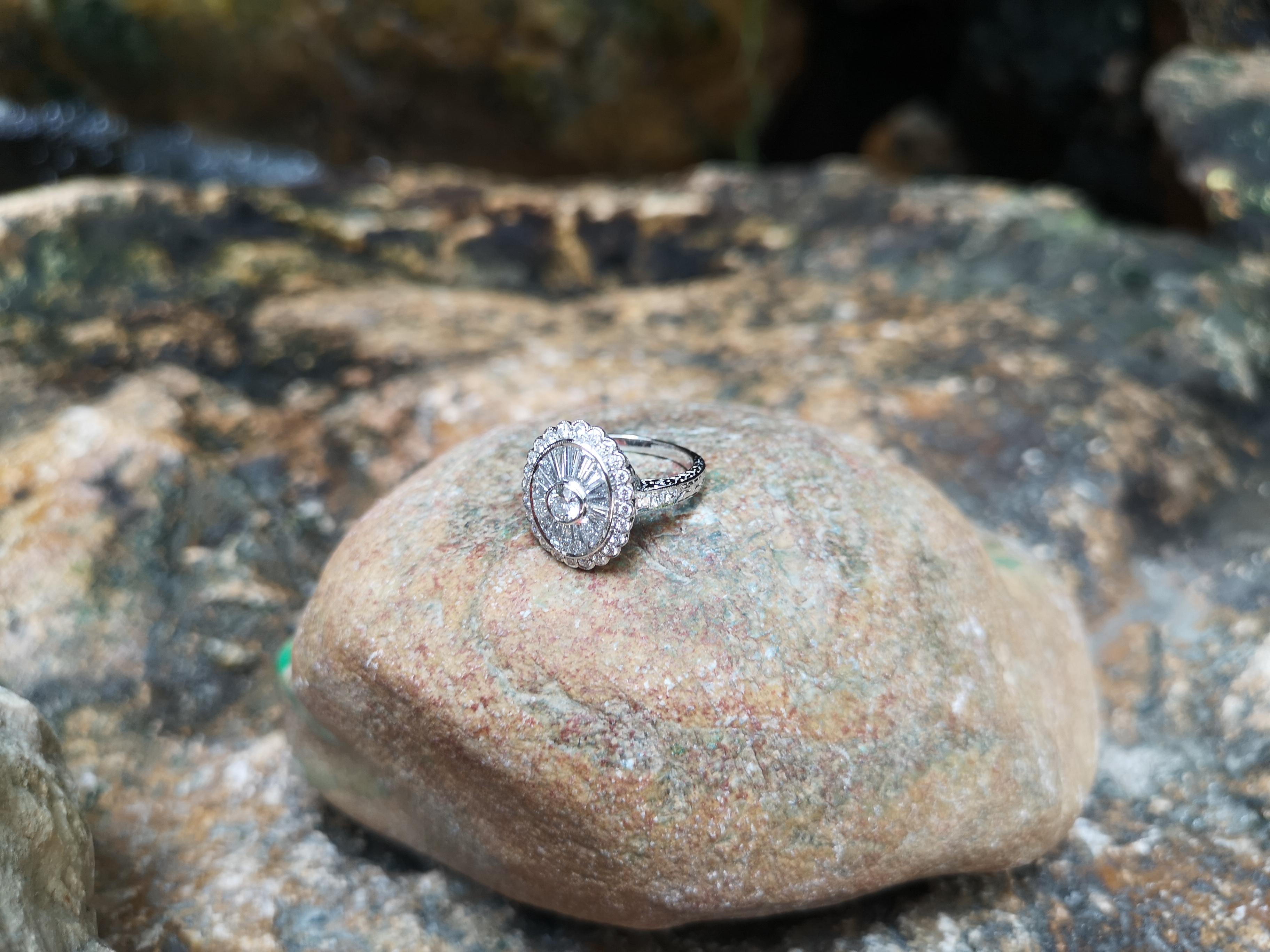 Mixed Cut Diamond Ring set in 18 Karat White Gold Settings For Sale
