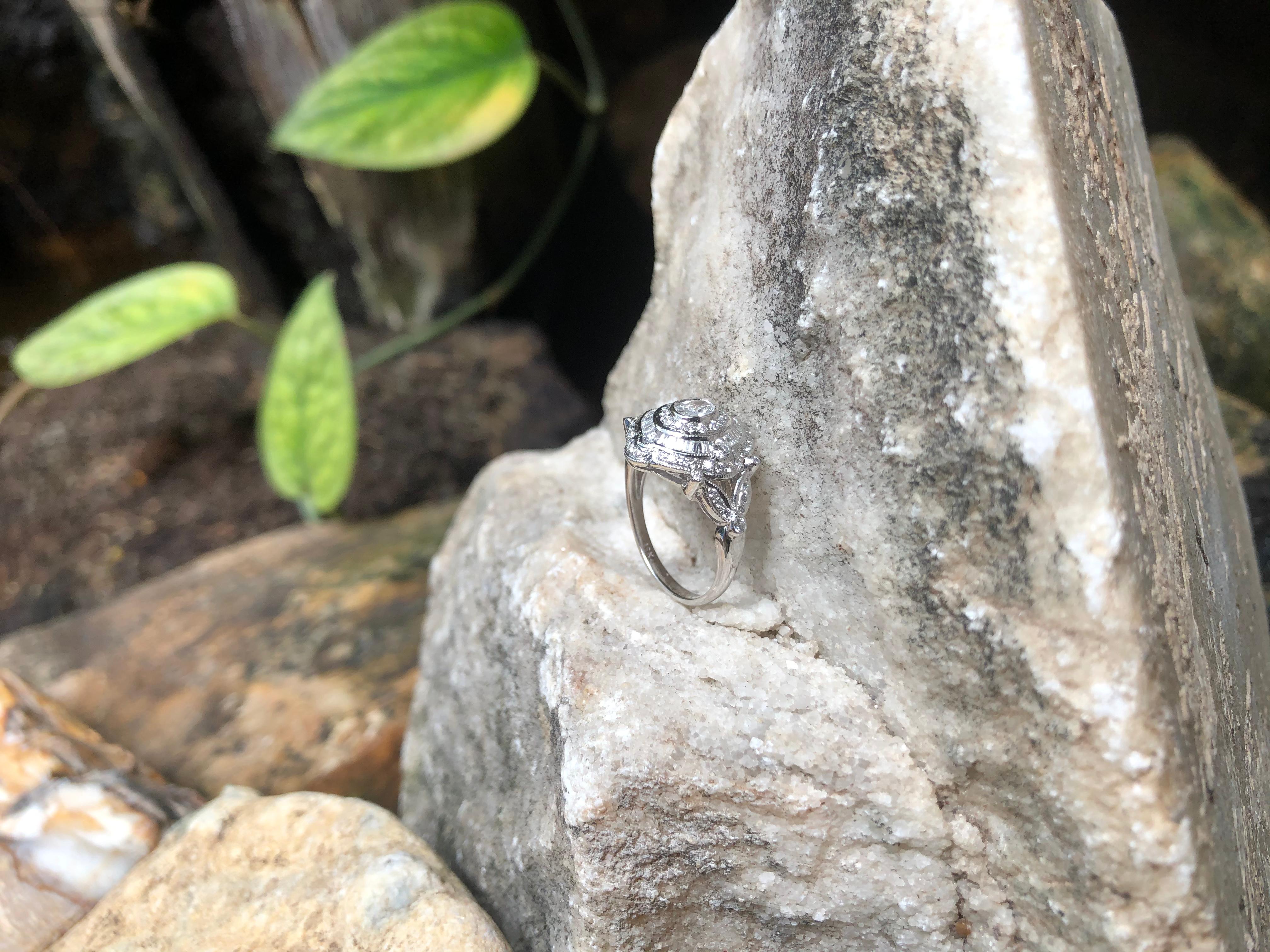 Mixed Cut Diamond Ring Set in 18 Karat White Gold Settings