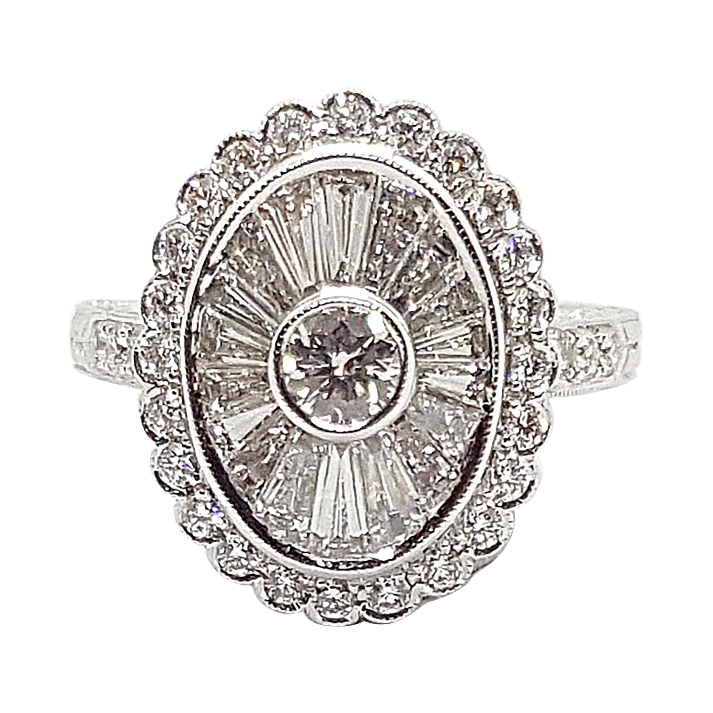 Diamond Ring set in 18 Karat White Gold Settings For Sale