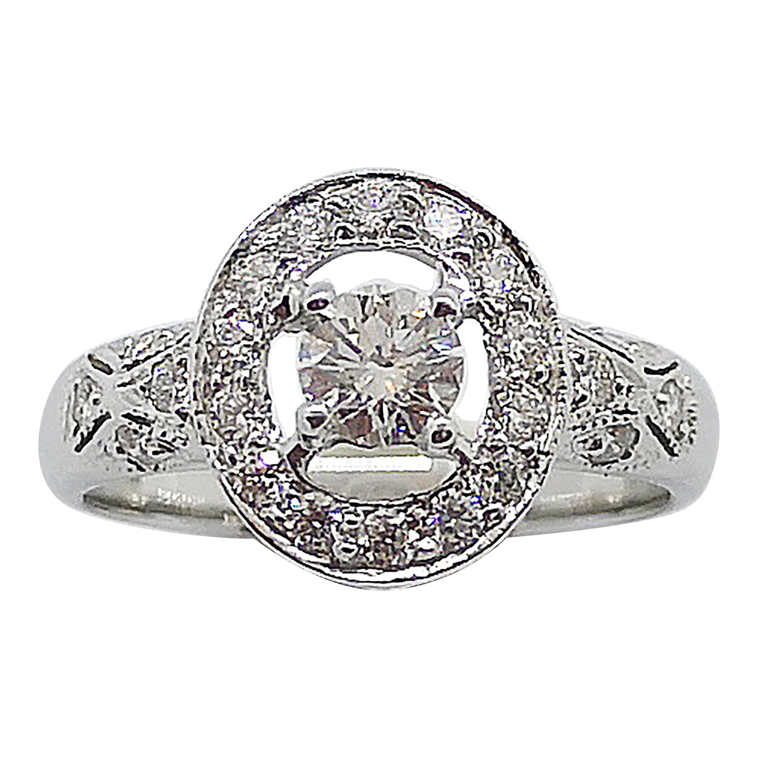Diamond Ring Set in 18 Karat White Gold Settings For Sale