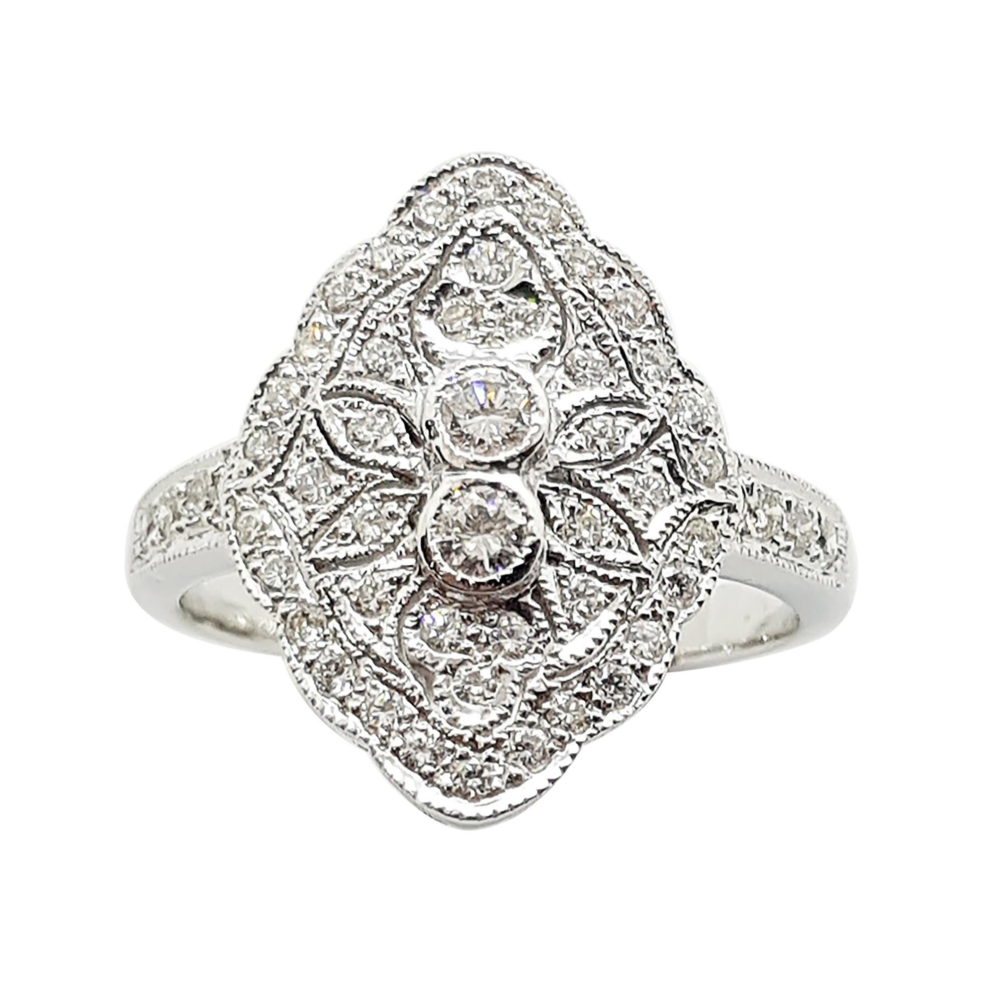 Diamond Ring Set in 18 Karat White Gold Settings For Sale at 1stDibs ...