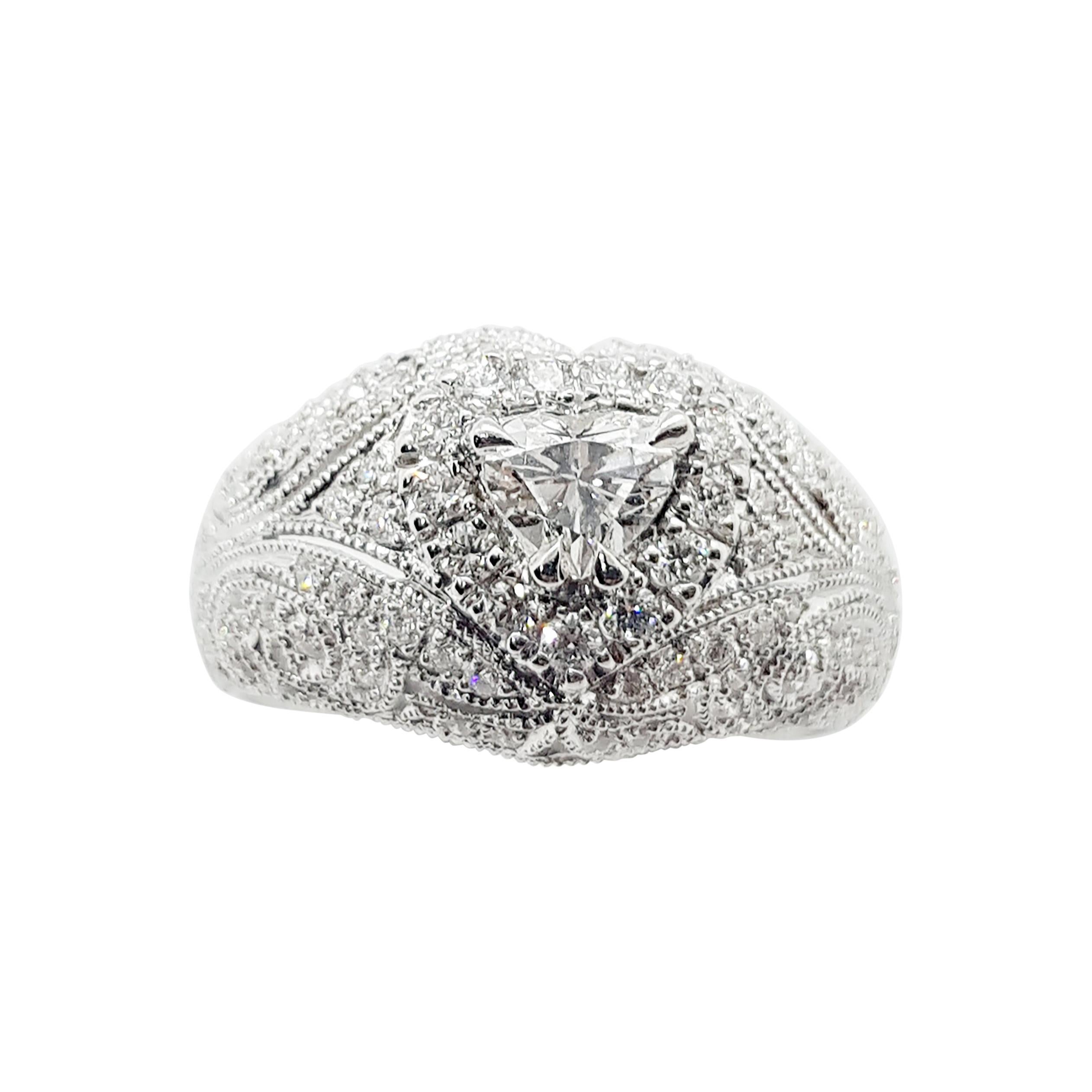 Bague en or blanc 18 carats sertie d'un diamant en vente
