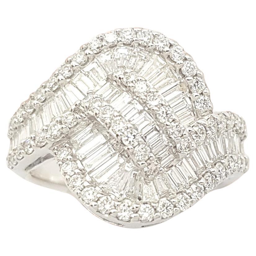 Diamond Ring set in 18 Karat White Gold Settings For Sale