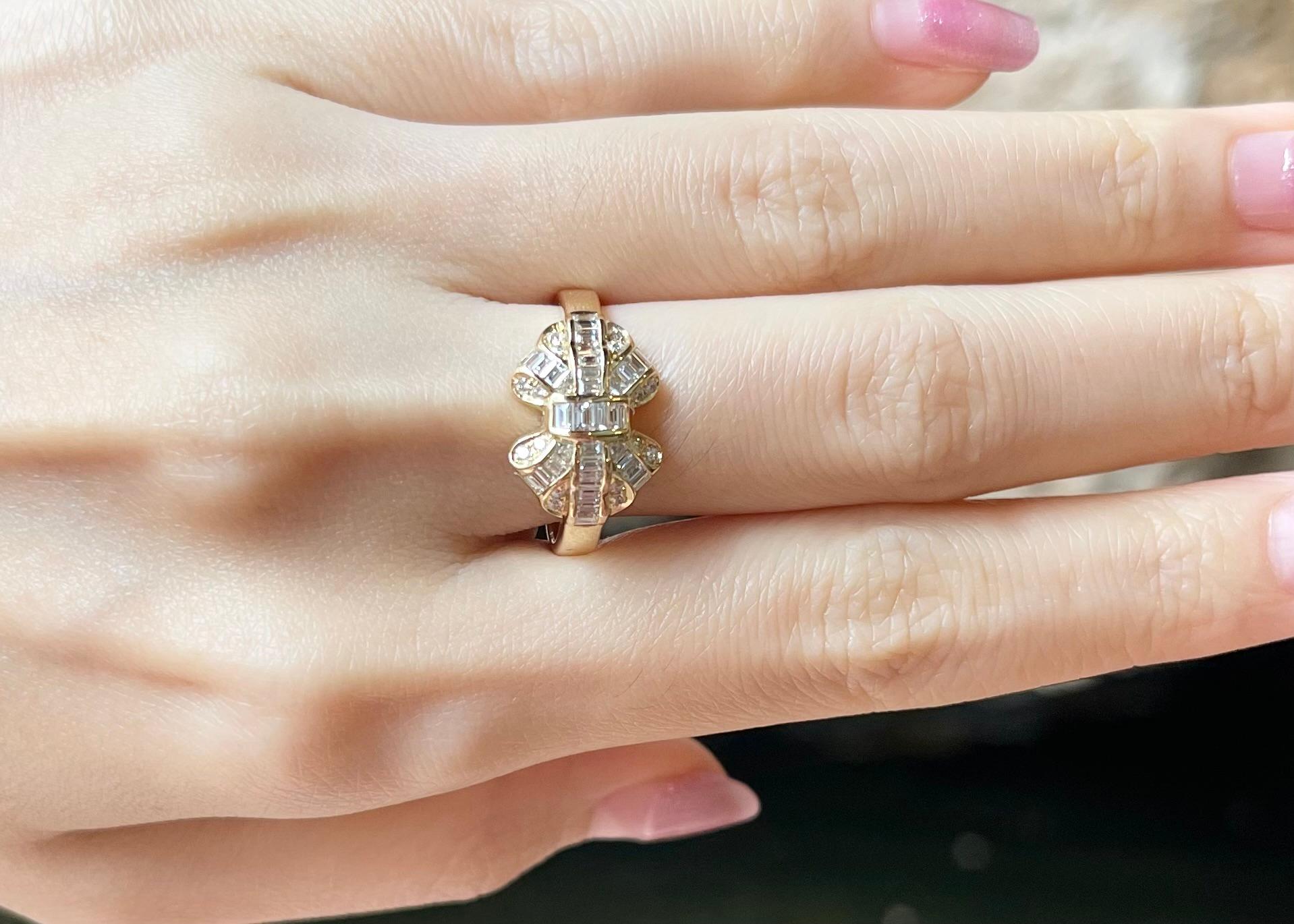 Diamantring in 18K Goldfassung (Art déco) im Angebot
