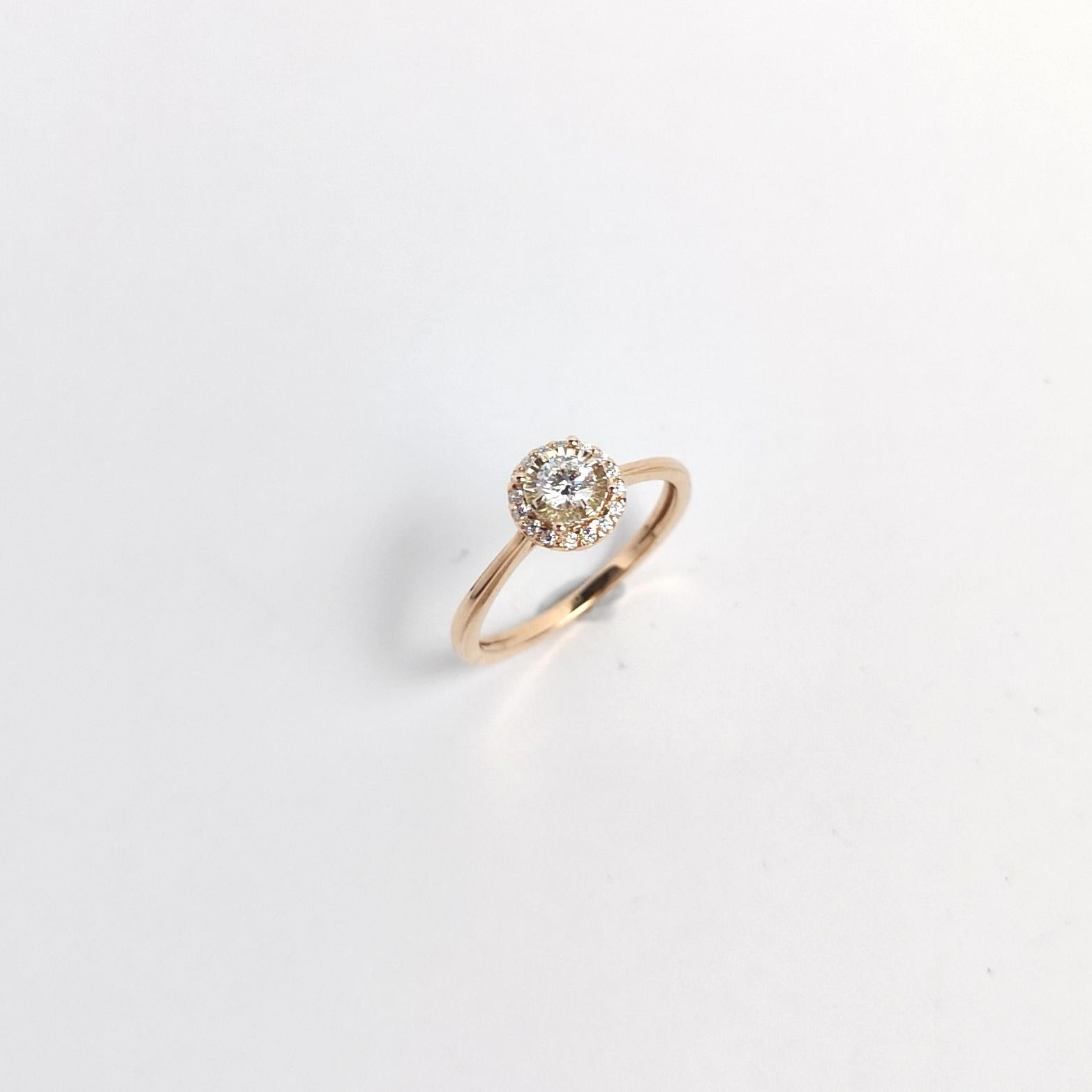 Anello con diamante incastonato in oro rosa 18 carati in vendita 5