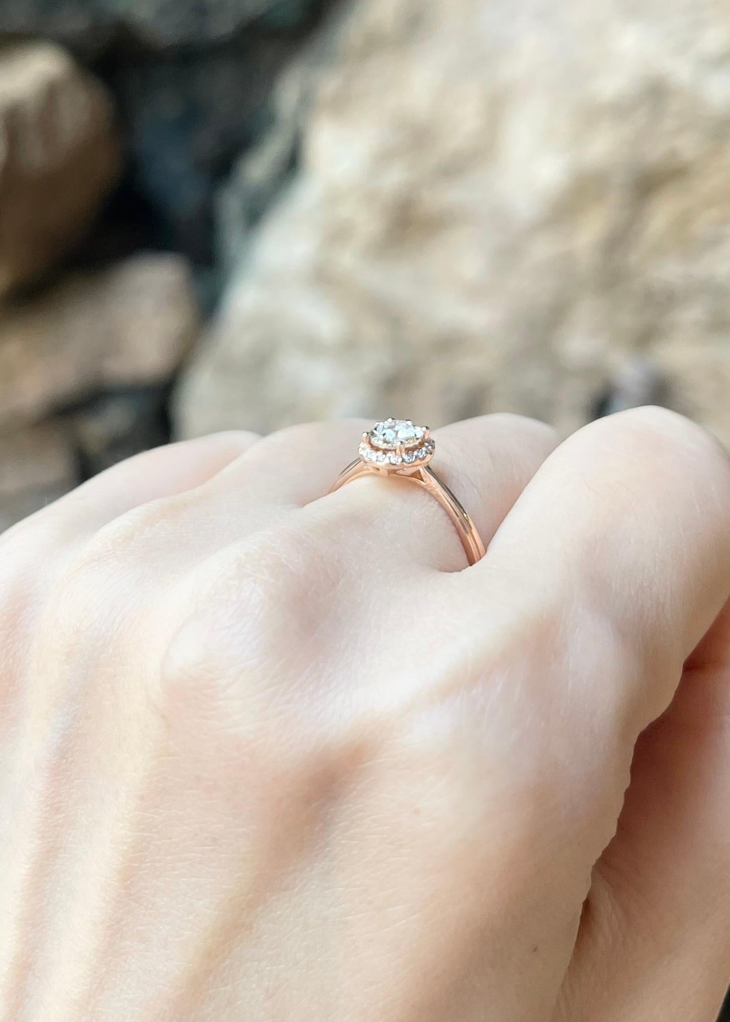 Donna Anello con diamante incastonato in oro rosa 18 carati in vendita