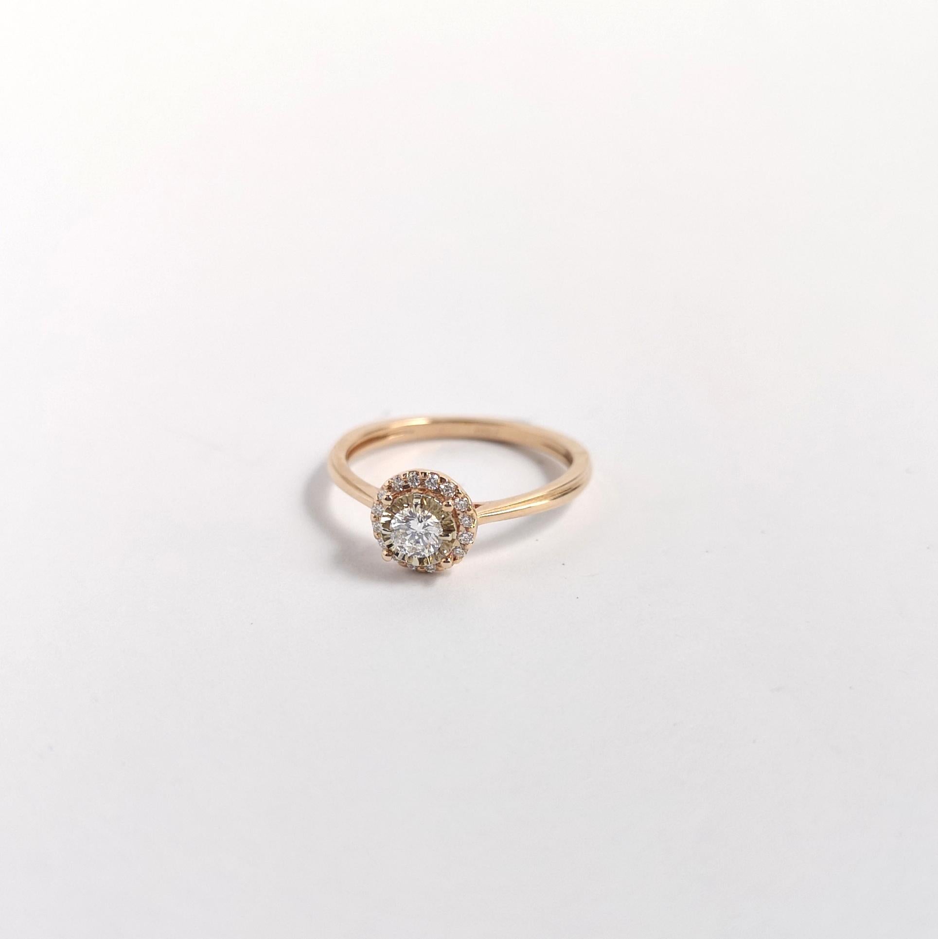 Anello con diamante incastonato in oro rosa 18 carati in vendita 1