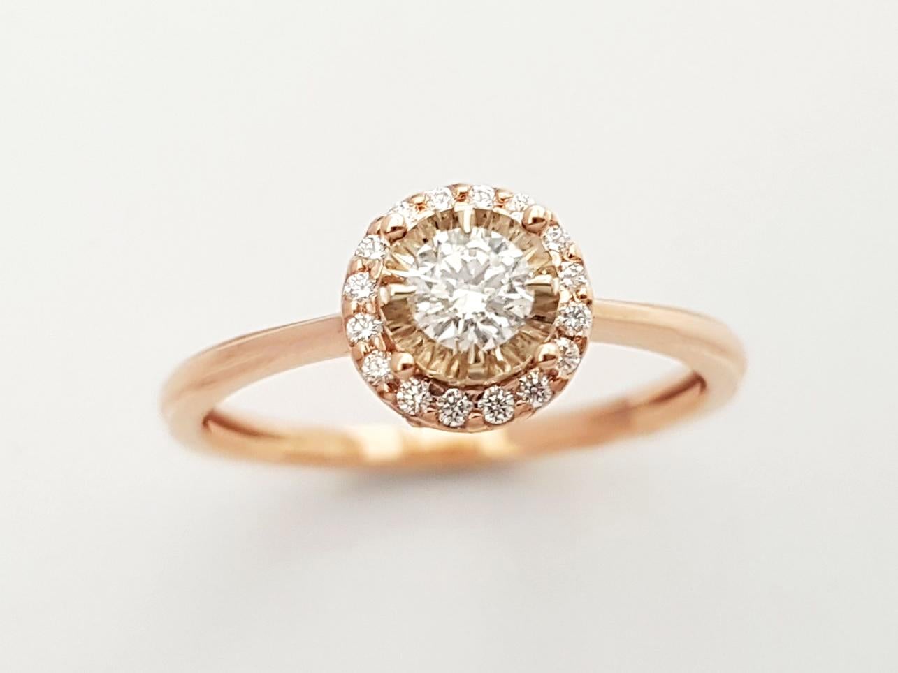 Anello con diamante incastonato in oro rosa 18 carati in vendita 3