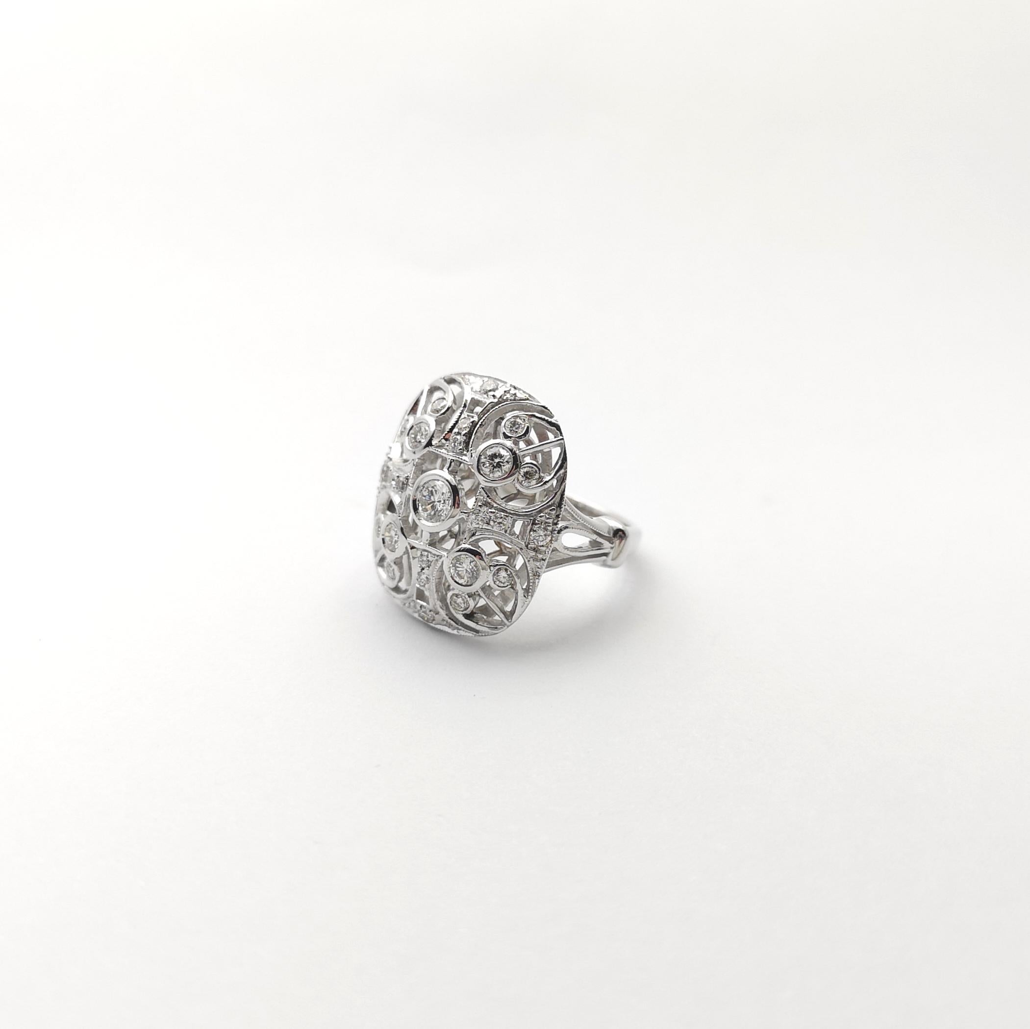 Anello con diamante incastonato in oro bianco 18 carati in vendita 5