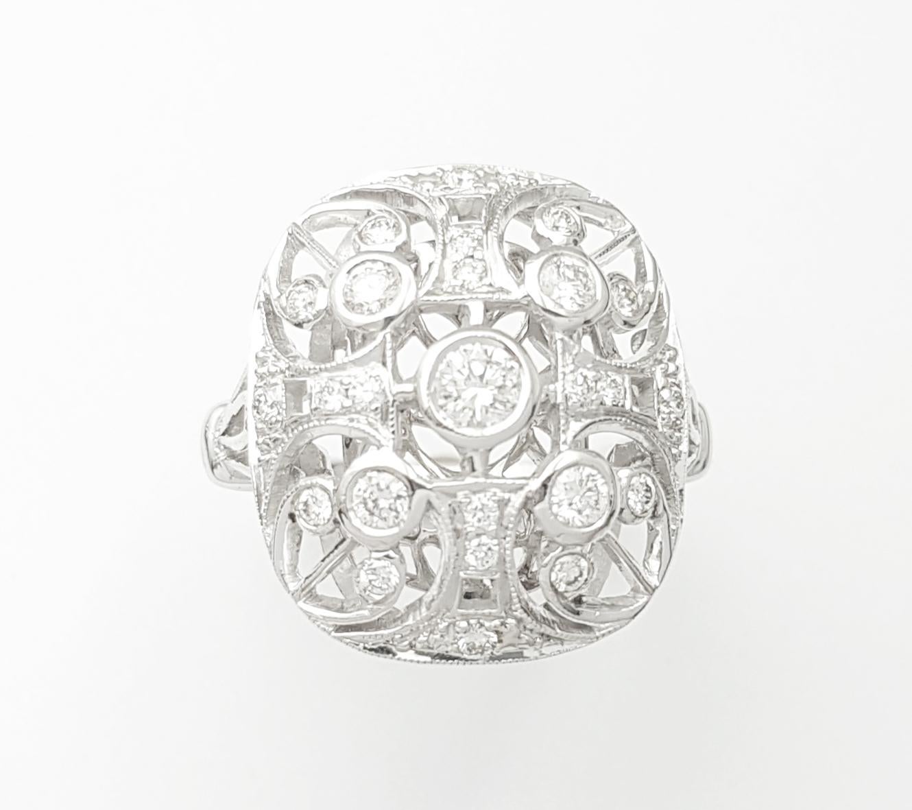 Anello con diamante incastonato in oro bianco 18 carati in vendita 6