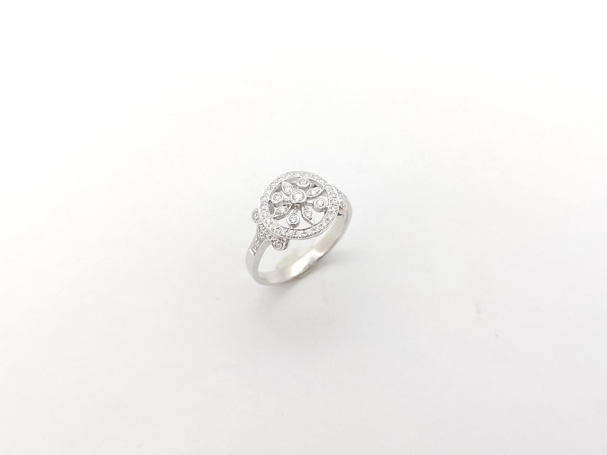 Anello con diamante incastonato in oro bianco 18 carati in vendita 7