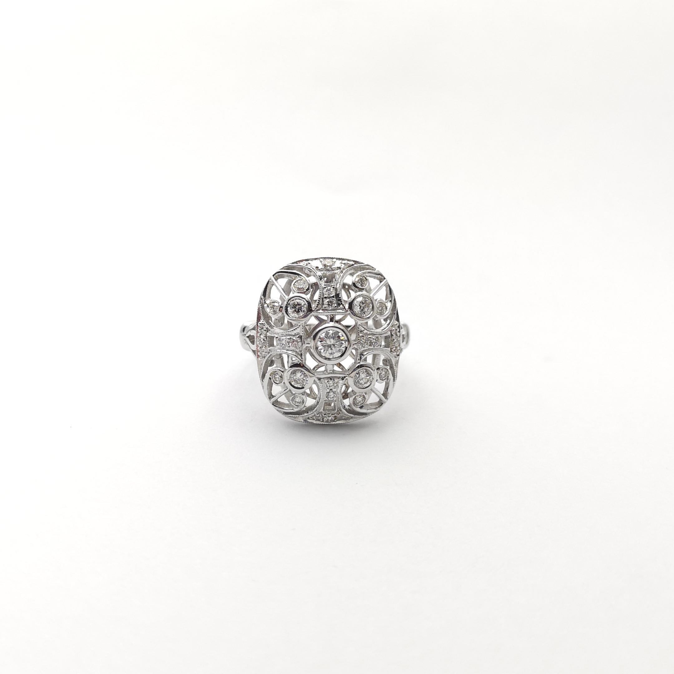 Anello con diamante incastonato in oro bianco 18 carati in vendita 1
