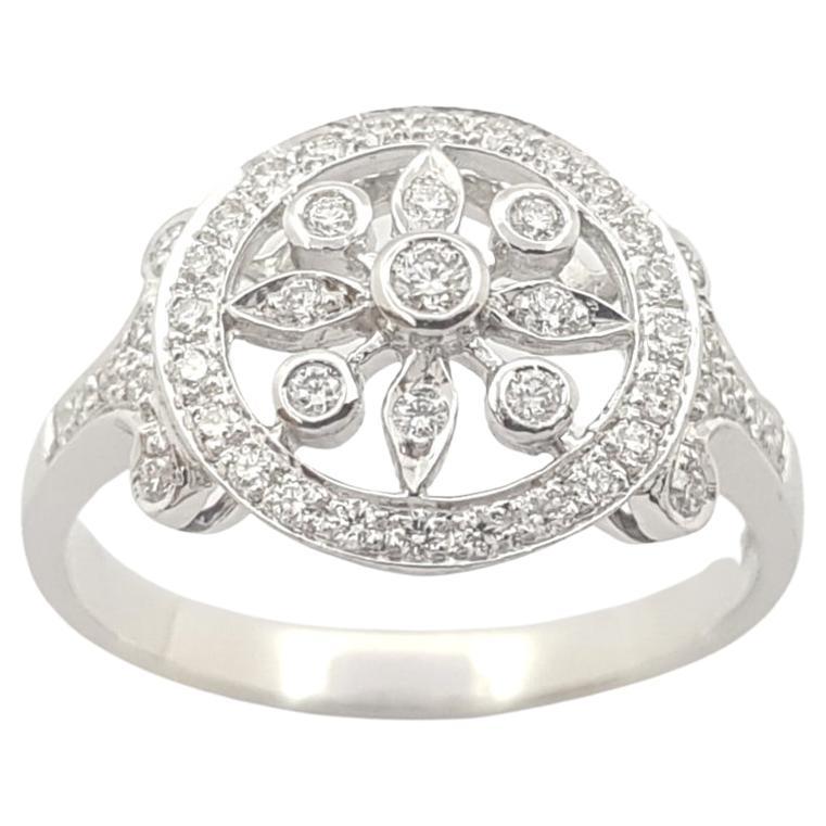 Diamond Ring set in 18K White Gold Settings For Sale