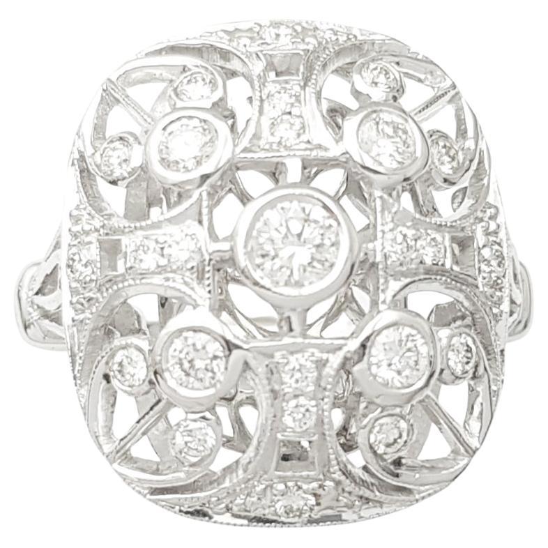 Anello con diamante incastonato in oro bianco 18 carati in vendita