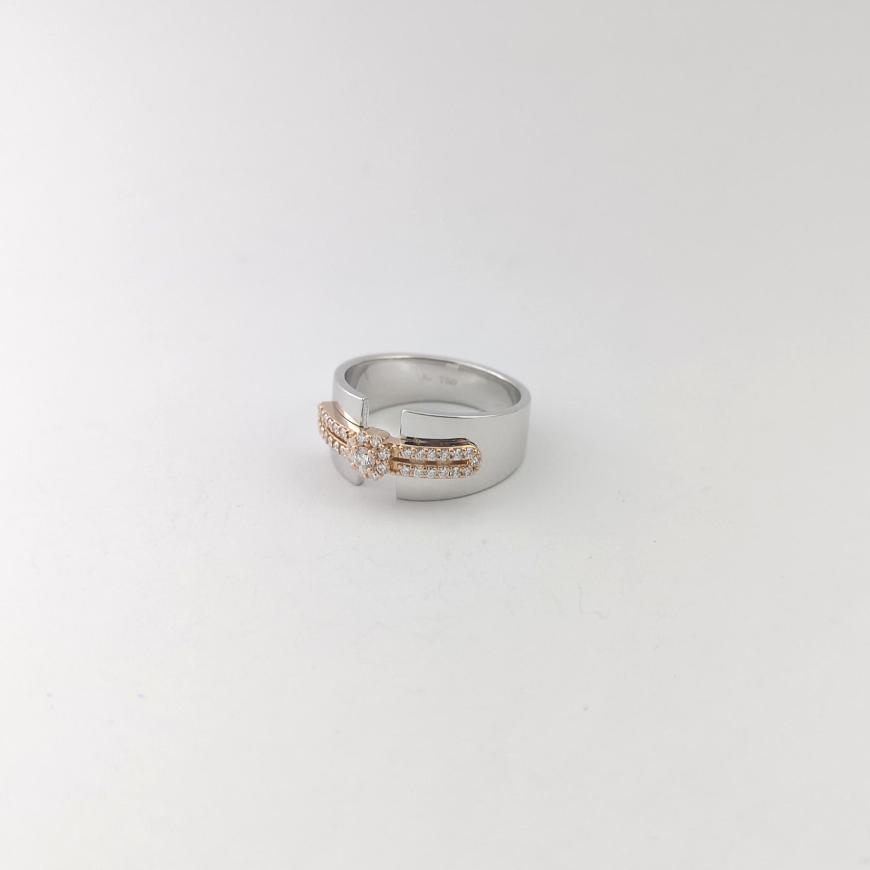 Bague en diamant serti dans des montures en or blanc/rosé 18K en vente 4